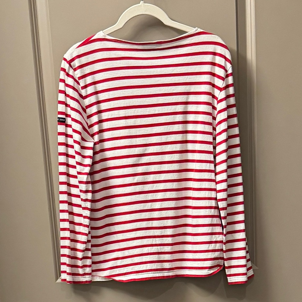 Saint James Red and White Striped Long Sleeve Tee - Picture 8 of 9